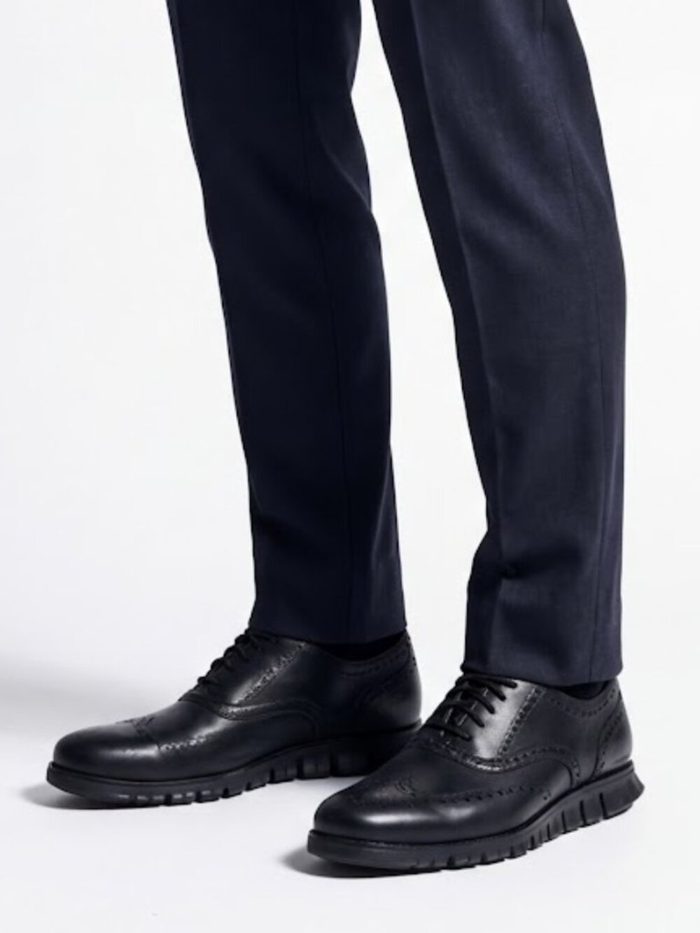 Cole Haan ZERØGRAND Black Leather Wingtip Oxfords Gorpcore Business Casual 9M